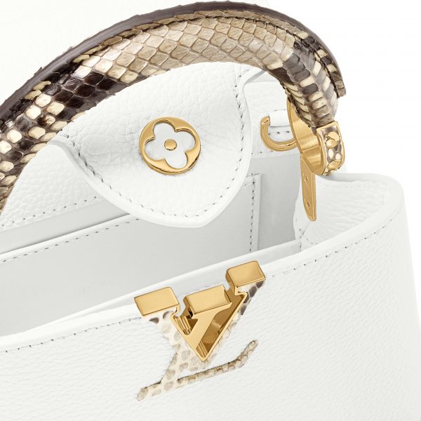 Louis Vuitton N98477 Capucines Mini Python Snow White