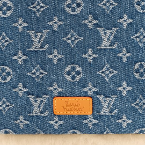 Louis Vuitton MP2703 Blue Shearling Denim Scarf